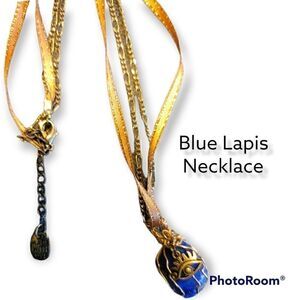 Blur Lapis Stone Pendant Necklace Large #N20